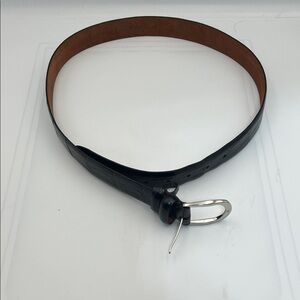 Cole Haan Black Leather Belt Size 36 Croc Embossed Dress Belt